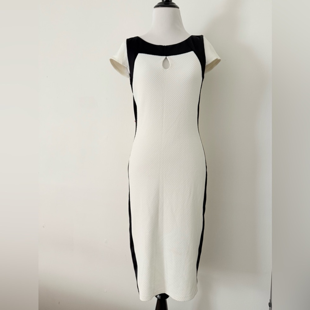 Bebe Textured Colorblock Bodycon Midi Dress